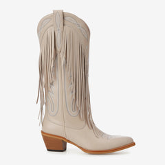 Tuhoomall Western Floral Cowboy Boots for Women - Comfortable Mid-Calf Slip-On Footwear with Fringe for Parties and Travel Tuhoomall