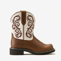 Tuhoomall Western Cowboy Ankle Boots for Women, Embroidered Short Boots for Outdoor Fashion Casual Wear, Comfortable Round Toe with Slip-On Design