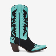 Tuhoomall Western Cowboy Boots for Women, Comfortable Mid-Calf Heeled Shoes, Floral Embroidery Design for Parties and Performances