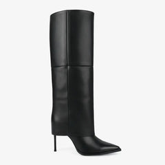 Tuhoomall Knee-High Stiletto Boots for Parties - Classic Style, Pure Color, Comfortable Fit, 10cm Heel, Perfect for Fashionable Evening Wear Tuhoomall