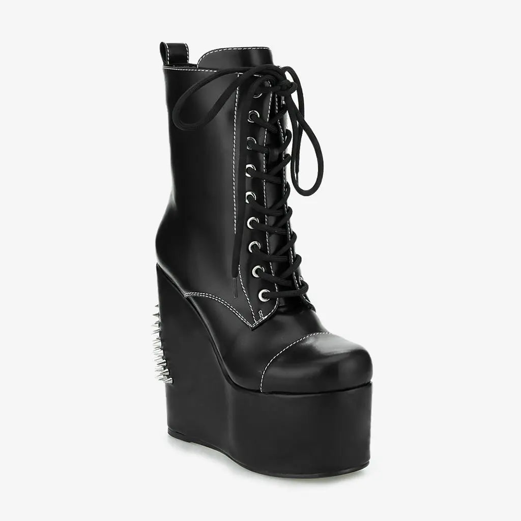 Tuhoomall Platform Boots for Women with Chunky Heel, Geometric Patterns, Perfect for Parties and Performances, Comfortable and Fashionable Tuhoomall