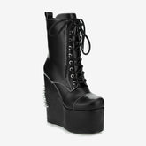 Tuhoomall Platform Boots for Women with Chunky Heel, Geometric Patterns, Perfect for Parties and Performances, Comfortable and Fashionable