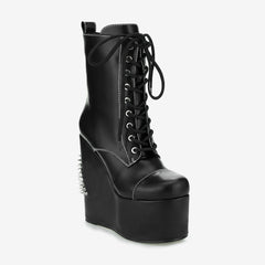 Tuhoomall Platform Boots for Women with Chunky Heel, Geometric Patterns, Perfect for Parties and Performances, Comfortable and Fashionable