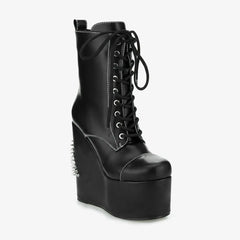 Tuhoomall Platform Boots for Women with Chunky Heel, Geometric Patterns, Perfect for Parties and Performances, Comfortable and Fashionable Tuhoomall