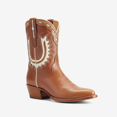 Tuhoomall Stylish Women's Ankle Boots with Embroidery and Laser Cut Out, Perfect for Parties and Performances, Comfortable Chunky Heel Design