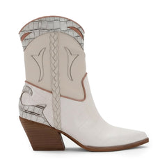 Tuhoomall Floral Ankle Cowboy Boots for Women, Low Chunky Heel 2.75 in, Elegant Vegan Leather, Perfect for Casual and Formal Occasions