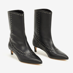 Tuhoomall Fashionable Women's Ankle Boots, Low Heel, Studded Slip-On for Travel, Casual and Work Outings, Comfortable Pointed Toe Design Tuhoomall