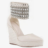 Tuhoomall Wedge Espadrille Sandals with Rhinestones and Zipper Closure for Bohemian Style Summer Travel Tuhoomall