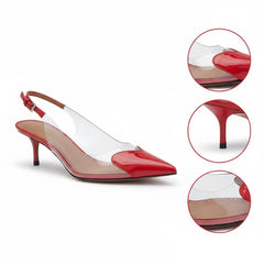 Tuhoomall High Heeled Sandals For Women, Fashion Pointed Toe Design, Mid Heel, Heart Pattern, Perfect For Stylish Outings, Comfortable Rubber Sole