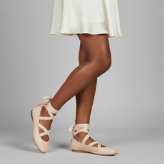 Tuhoomall Ballet Flat Shoes For Parties And Performances, Comfortable Round-Toe Design With Satin Finish And Cross Straps