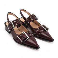 Tuhoomall Comfortable Low Heel Platform Shoes with Adjustable Metal Buckle for Casual and Office Use, Ideal for All-Season Wear