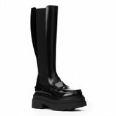 Tuhoomall Comfortable Chunky Heeled Ankle Boots With Elastic Sides For Casual, Work, Party And Everyday Wear