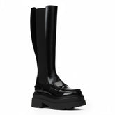 Tuhoomall Comfortable Chunky Heeled Ankle Boots With Elastic Sides For Casual, Work, Party And Everyday Wear Tuhoomall