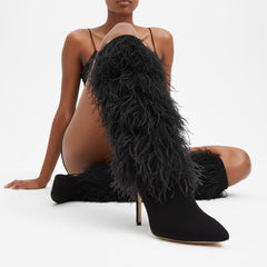 Tuhoomall Faux Suede Womens Fashion Booties With 4 Inch Heels, Zip Closure, Pointed Toe, Perfect For Parties And Performances