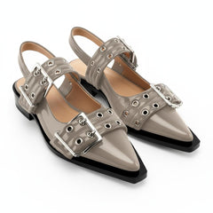 Tuhoomall Comfortable Low Heel Platform Shoes with Adjustable Metal Buckle for Casual and Office Use, Ideal for All-Season Wear