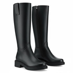 Tuhoomall Fashion Comfort Knee High Boots for Women - Low Heel Zipper Closure, Stylish for Office and Travel, Timeless Solid Color Design