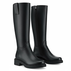 Tuhoomall Fashion Comfort Knee High Boots for Women - Low Heel Zipper Closure, Stylish for Office and Travel, Timeless Solid Color Design Tuhoomall