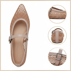 Tuhoomall Ballet Flats For Women, Adjustable Buckle, Elegant Pointed Toe, Comfortable Rubber Sole, Perfect For Parties And Performances