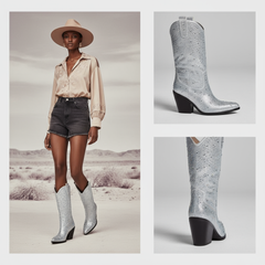 Tuhoomall Western Ankle Boots With Rhinestones, Mid Heel 3.00 in, Faux Leather, Stylish For Parties, Weddings, Performances