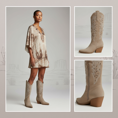 Tuhoomall Western Knee-High Boots For Women With Embroidery And Zipper, Chunky Heel For Travel, Outdoor, Fashion Casual, Party And Dance