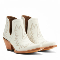 Tuhoomall Stylish Women's Ankle Boots, Chunky 2.36 in Heel, Slip-On Design, Embroidered Details, All-Season Fashion