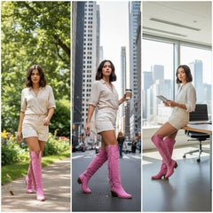 Tuhoomall Fringe Western Knee High Boots for Women, Soft Vegan Suede, Embroidered Design, Perfect for Vintage, Casual, and Party Wear