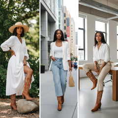 Tuhoomall Retro Studded Mid Calf Boots for Women, Pointed Toe Chunky Heel Slip-On Footwear, Stylish Casual Performance Design