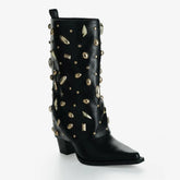 Tuhoomall Desert Style Chunky Heel Ankle Boots for Women, Studded Design, Perfect for Parties and Casual Events Tuhoomall
