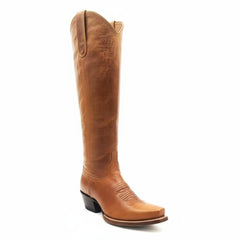 Tuhoomall Retro Western Knee-High Boots for Women, Stylish Leather Design with Embroidery, Slip-On Comfort, Ideal for Work and Casual Wear Tuhoomall