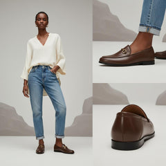 Tuhoomall Comfortable Flat Loafers for Women, Classic Design with Metal Buckle, Perfect for Office, Casual and Everyday Wear