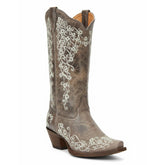 Tuhoomall Western Cowgirl Mid Calf Boots with Chunky Heel and Embroidery, Slip-On Stylish Footwear for Outdoor Fashion