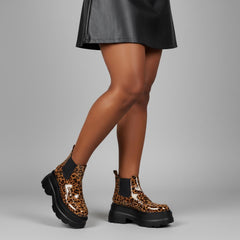 Tuhoomall Fashionable Women's Loafers Ankle Boots With 6cm Thick Sole For Everyday Use Stylish Waterproof Design In Solid Color