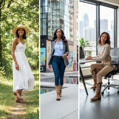 Tuhoomall Retro Floral Embroidered Mid Calf Boots for Women, Comfortable Slip-On Chunky Heel Design, Perfect for Casual Lifestyle