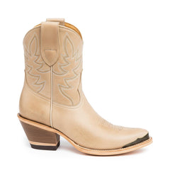 Tuhoomall Western Style Ankle Boots For Women, Vintage Plain Leather, Low Heel, Casual Chic, All-Season Fashion, Unique Embroidery Design