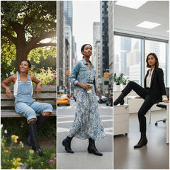 Tuhoomall Knee-High Boots With Lace-Up Design, Pointed Toe, Rubber Sole, Vintage Style, Embroidered Mesh, Casual All-Season Footwear