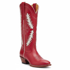 Tuhoomall Western Mid Calf Boots for Women with Rubber Sole, 5.1 cm Chunky Heel, Stylish Embroidery for Casual and Office Wear Tuhoomall