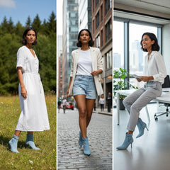 Tuhoomall Denim Ankle Boots With Zipper, Pointed Toe, 4.53 In High Heel, Fashionable For Daily Wear And Performances