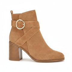 Tuhoomall Fashion Ankle Boots for Women, Comfort Short Booties with Chunky Heels, Casual Office Wear, Adjustable Metal Buckle, Rubber Sole, All-Season Style