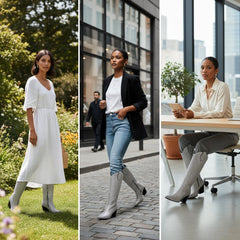 Tuhoomall Rhinestone Western Mid-Calf Boots for Women, Stylish 3.15 in Chunky Heel, Vegan Suede, Perfect for Parties and Performances