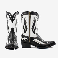 Tuhoomall Western Ankle Boots for Women, Stylish Casual and Workwear, Sharp Toe, Chunky Heel, Zipper Closure, Patches and Embroidery Details