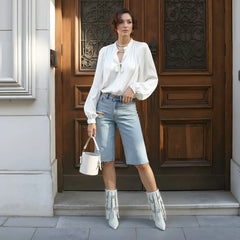 Tuhoomall High-Top Women's Short Boots with Rhinestones and Tassels, Stylish Casual Ankle Booties for Parties and Performances, 10cm Stiletto Heels Tuhoomall