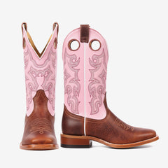 Tuhoomall Knee-High Embroidered Boots for Women, Casual Style, Low Chunky Heel, Slip-On Design, All-Season Fashion Tuhoomall