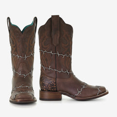 Tuhoomall Western Style Vintage Cowgirl Boots, Embroidered, Low Chunky Heel, Casual Fashion for All Seasons Tuhoomall