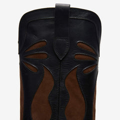 Tuhoomall Western Style Knee-High Floral Embellished Cowboys Boots for Women, Casual Use, Sharp Toe, Chunky Heel, All-Season Comfort