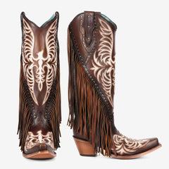 Tuhoomall Western Cowgirl Boots With Fringe And Embroidery, Chic Fashion For Casual Wear, Sturdy Chunky Heel, Perfect For All Seasons