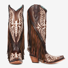 Tuhoomall Western Cowgirl Boots With Fringe And Embroidery, Chic Fashion For Casual Wear, Sturdy Chunky Heel, Perfect For All Seasons Tuhoomall