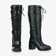 Tuhoomall Style Knee-High Fashion Boots for Women, Comfortable Chunky Heel, Studded Accents, Ideal for Parties and Casual Outings Tuhoomall