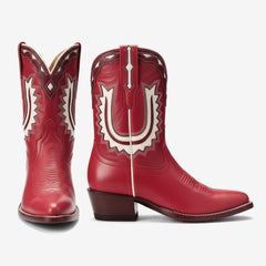 Tuhoomall Stylish Women's Ankle Boots with Embroidery and Laser Cut Out, Perfect for Parties and Performances, Comfortable Chunky Heel Design