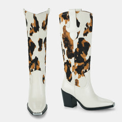 Tuhoomall Western Style Women's Ankle Boots With Lizard Pattern For Party And Dance, 8cm Chunky Heel, Easy Slip-On Design