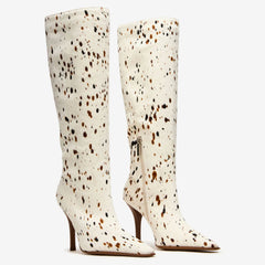 Tuhoomall Fashion Knee-High Boots for Women, Stylish Casual Wear with Chunky Heels and Zipper Detail, Versatile for Work and Everyday Use